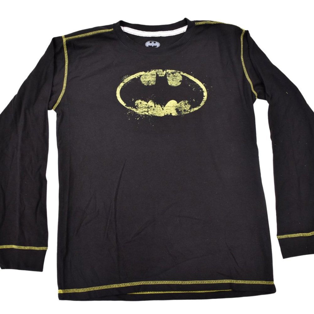 Retro DC Comics Batman Mens Dark Knight Thermal Graphic Long Sleeve Black New XL